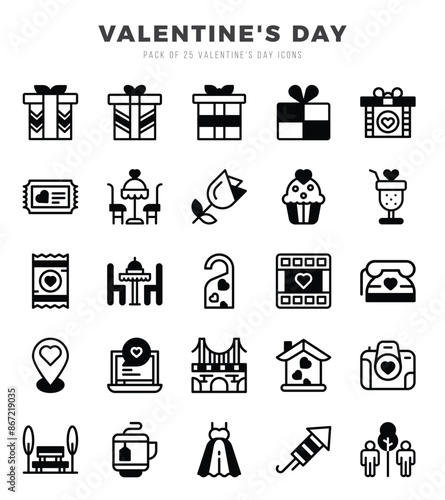 Set of Valentine'S Day Icons Lineal Filled icons collection.