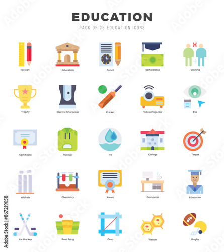 Set of Education icons. Vector Illustration.