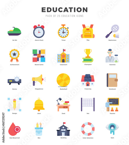 Education icons set. Collection of simple Flat web icons.