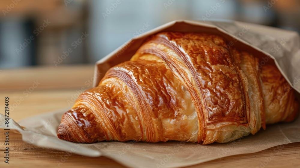 Freshly baked croissant on parchment paper Freshly baked croissant on parchment paper