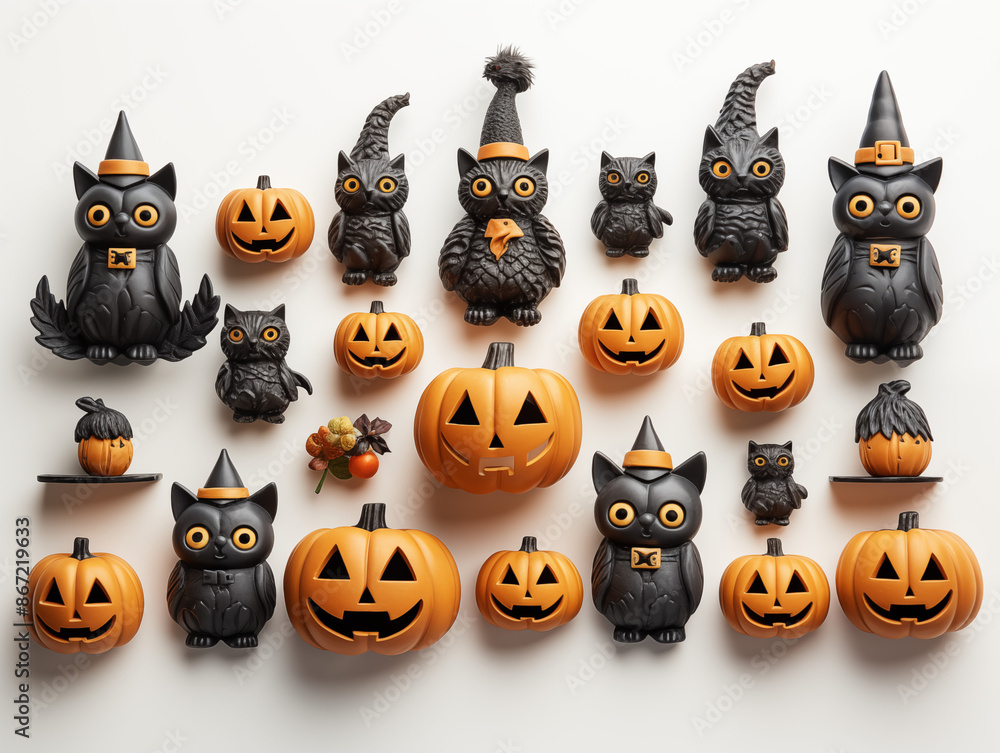 Halloween Skull and Pumpkin Decorations on an isolated background Halloween Skull and Pumpkin Decorations on an isolated background