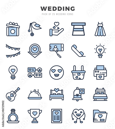 Wedding web icons in Two Color style.