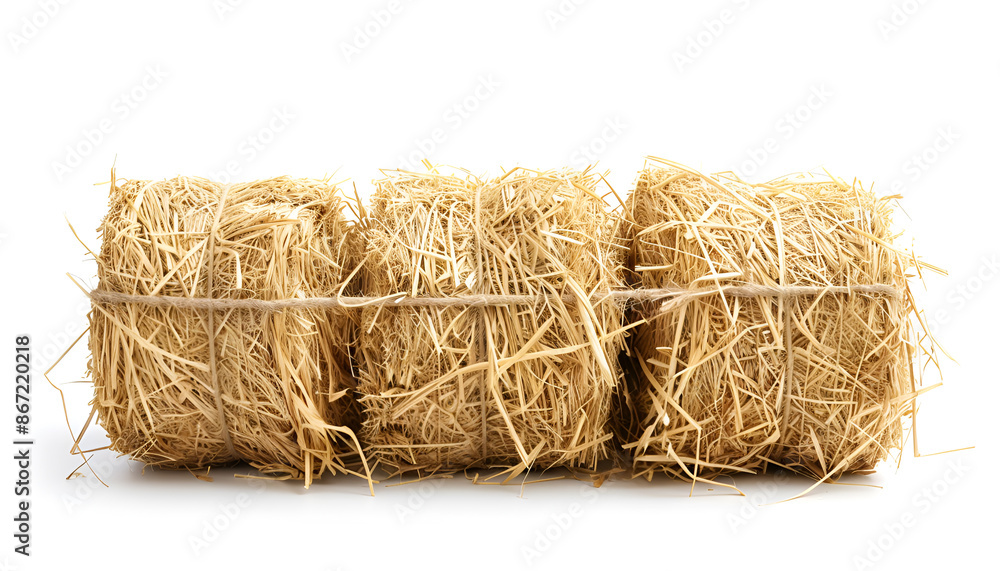 Bales of dried straw isolated on white Bales of dried straw isolated on white