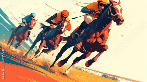 競馬場の馬と騎手