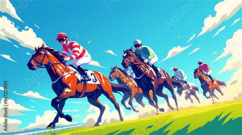 競馬場の馬と騎手