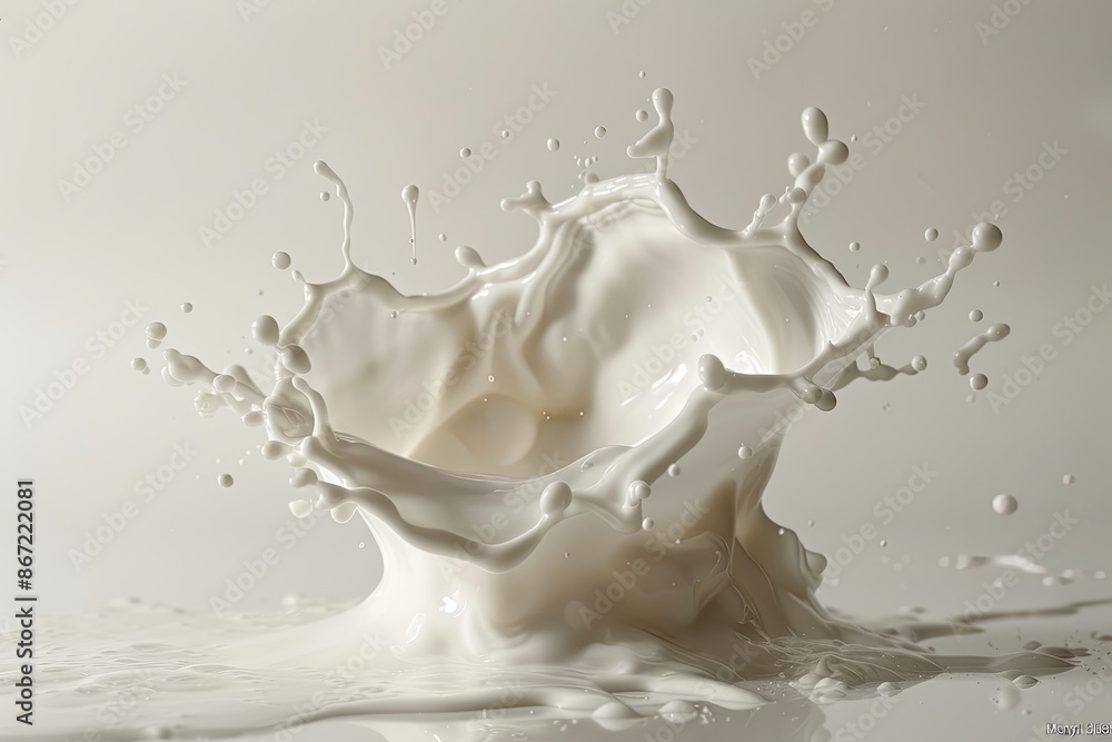 Splash of White Milk or Cream on White Background Splash of White Milk or Cream on White Background