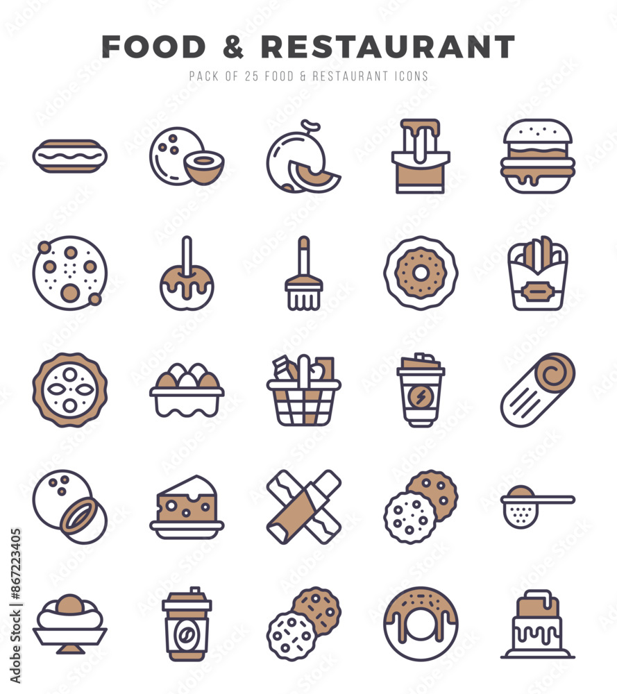 Simple Set of Food and Restaurant Related Vector Two Color Icons. Simple Set of Food and Restaurant Related Vector Two Color Icons.