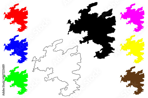 Symi island (Hellenic Republic, Greece, Greek island, Aegean Sea) map vector illustration, scribble sketch Syme or Simi map