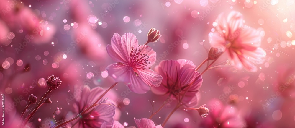 Pink cherry blossoms in bloom Pink cherry blossoms in bloom