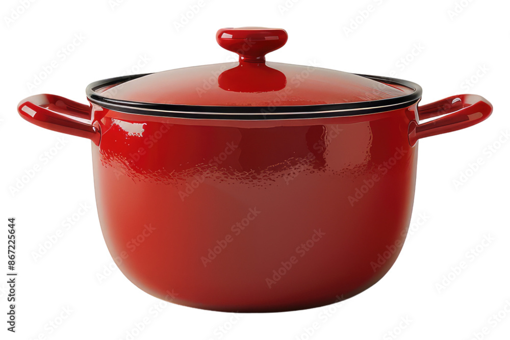 Red pot with lid isolated on transparent background Red pot with lid isolated on transparent background