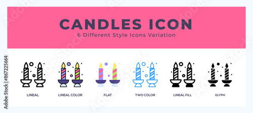 Candles vector icons designed. icon symbol set.