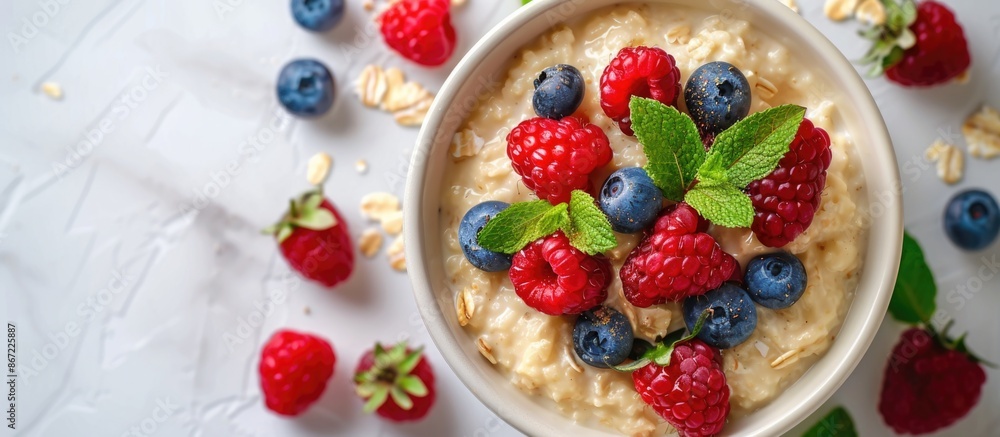 Rice pudding with raspberries and blueberries Rice pudding with raspberries and blueberries