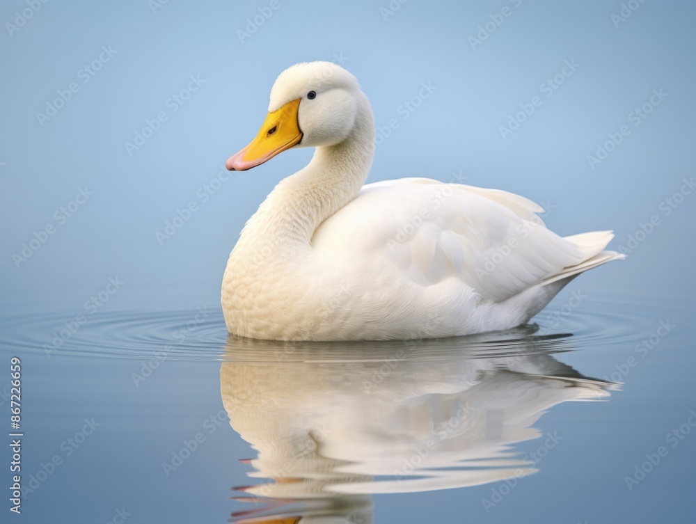 White goose swimming in a lake White goose swimming in a lake