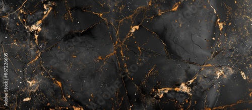 Panel kuchenny z motywem Textured black marble background with gold and white patterns. Natural dark gray marble texture with Italian Pietra marble background. Luxury black marble with gold patterns in dark grey color.