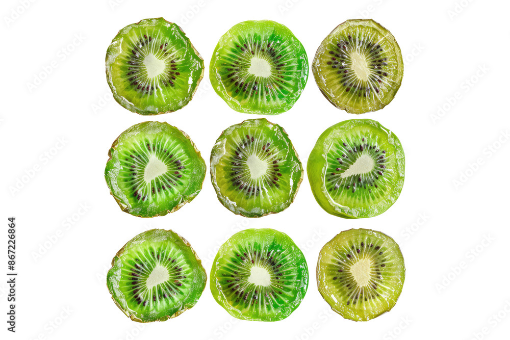 Fototapeta premium Set of dried kiwi isolated on transparent background