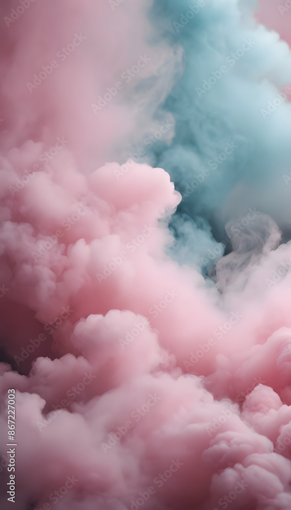 A vibrant cloud of pastel pink and blue smoke blending together in an abstract pattern for gender reveal or baby shower. A vibrant cloud of pastel pink and blue smoke blending together in an abstract pattern for gender reveal or baby shower.