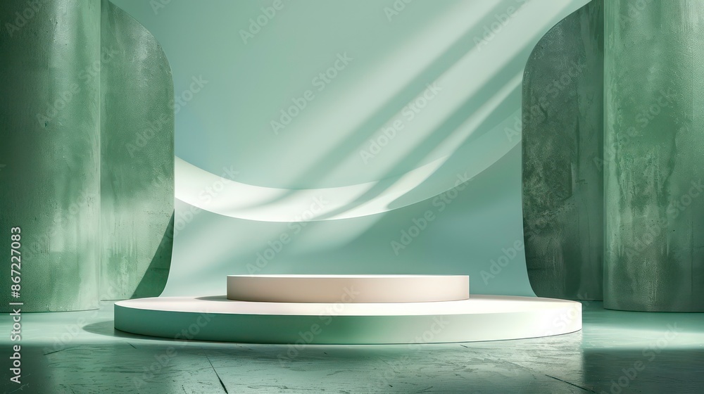3D rendering abstract platform podium product presentation backdrop. Generative AI 3D rendering abstract platform podium product presentation backdrop. Generative AI
