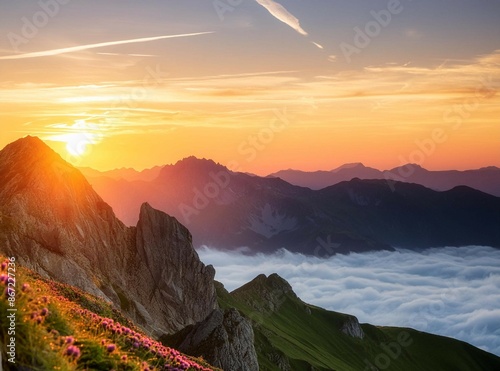 sunrise in the mountains