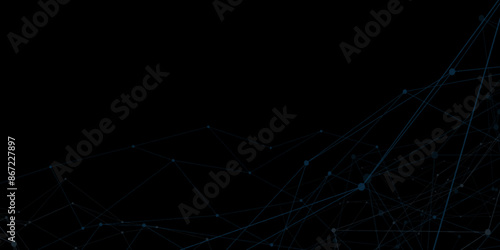 Abstract connecting dots and lines with geometric background. Geometric plexus structure cybernetic concept. Internet connection network high digital technology with connecting points and lines.