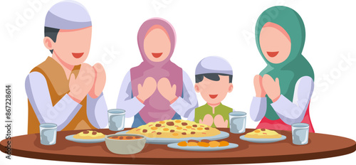 Moslem Family Illustration