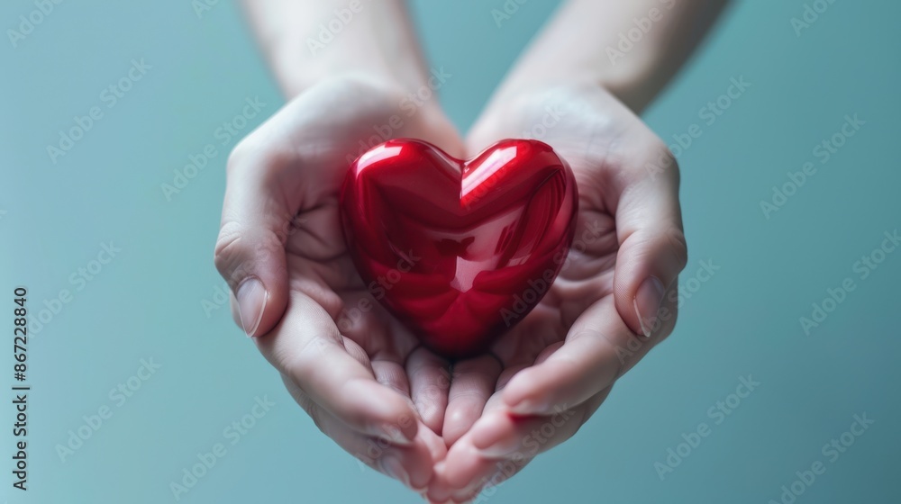 Fototapeta premium The Red Heart in Hands