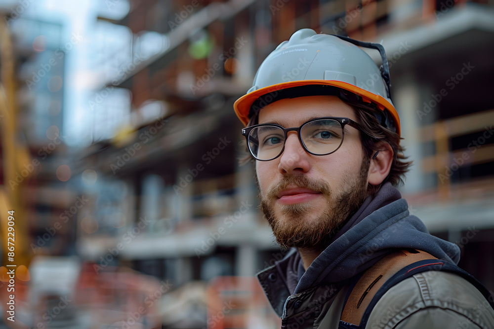 A portrait of a site engineer at the construction site A portrait of a site engineer at the construction site