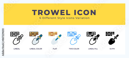 Trowel icon symbol. logo illustration with different styles
