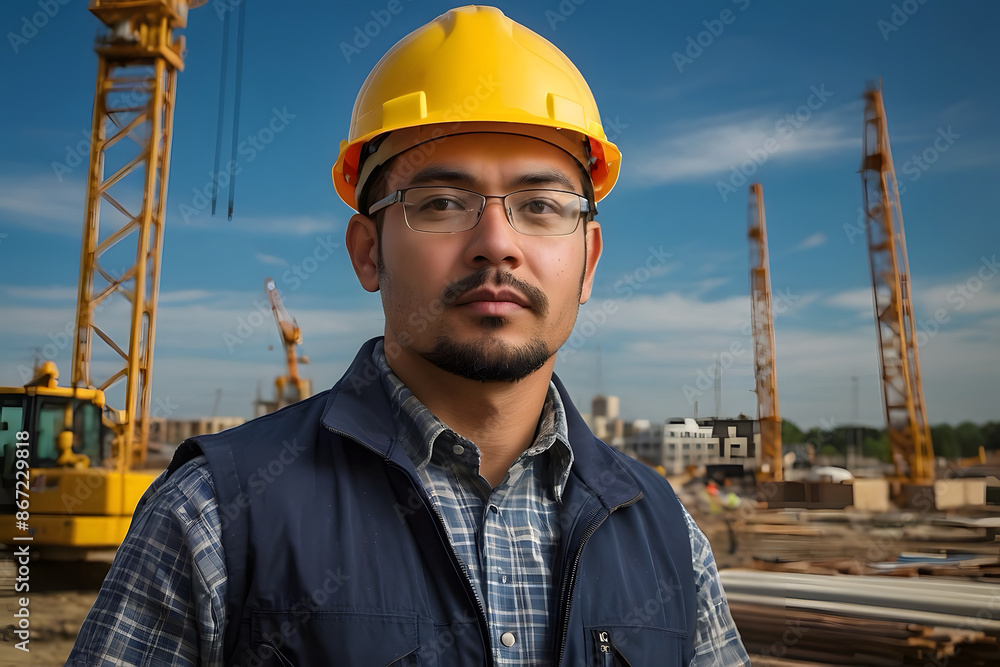 A portrait of a site engineer at the construction site A portrait of a site engineer at the construction site