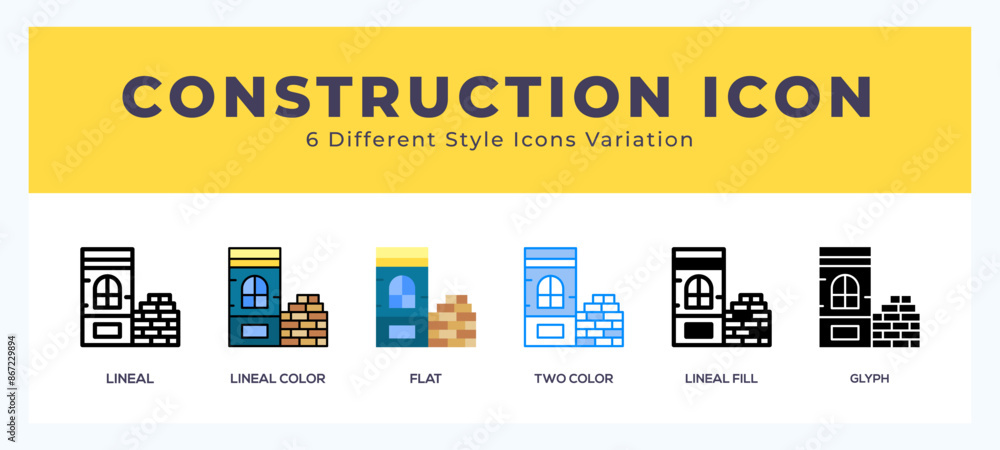 Obraz premium Construction icon set pack vector illustration.
