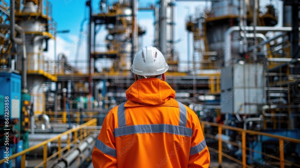 Gas Industry Engineer Overlooking Refinery Operations Gas Industry Engineer Overlooking Refinery Operations
