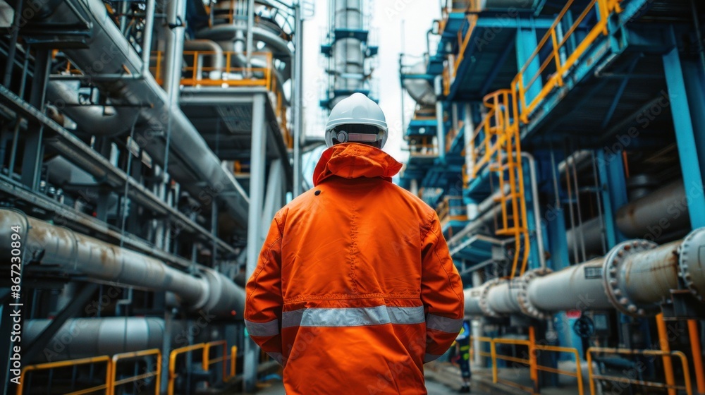 Gas Industry Engineer Overlooking Refinery Operations Gas Industry Engineer Overlooking Refinery Operations