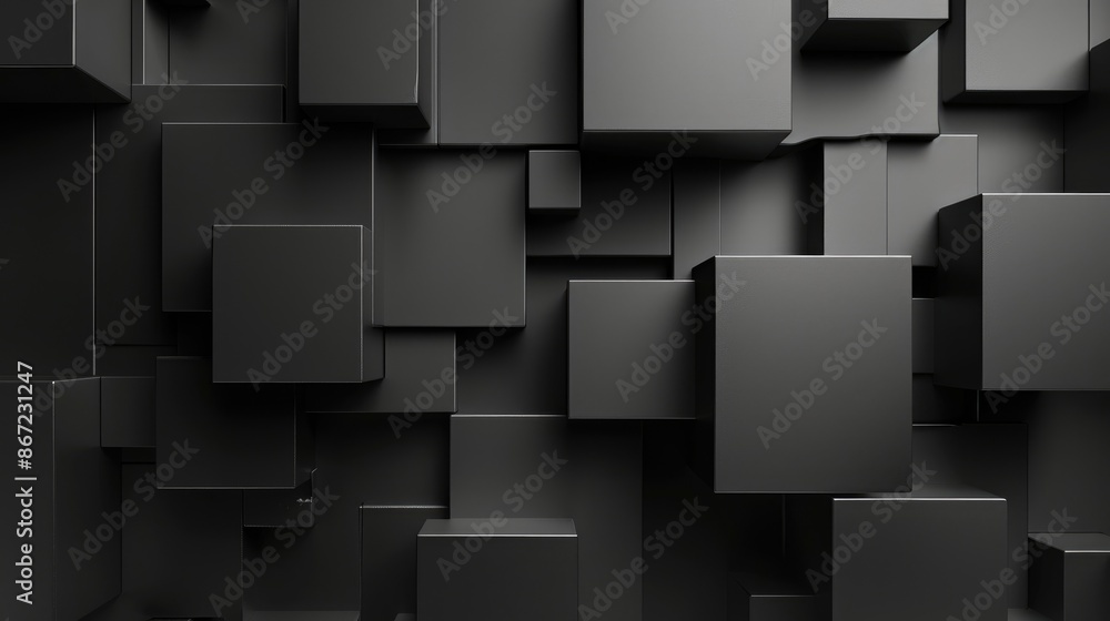Intriguing 3D black squares in a surreal abstract setting, perfect for minimalist design inspirations. Intriguing 3D black squares in a surreal abstract setting, perfect for minimalist design inspirations.