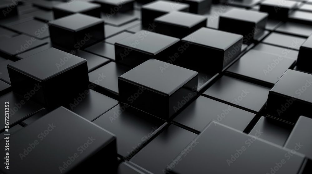Intriguing 3D black squares in a surreal abstract setting, perfect for minimalist design inspirations. Intriguing 3D black squares in a surreal abstract setting, perfect for minimalist design inspirations.