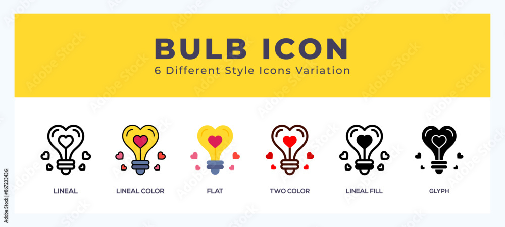Bulb icon symbol set. outline. glyph black. flat color and filled line color. Bulb icon symbol set. outline. glyph black. flat color and filled line color.
