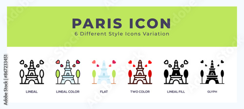 Paris icons set. Different style of icons simple vector illustration.