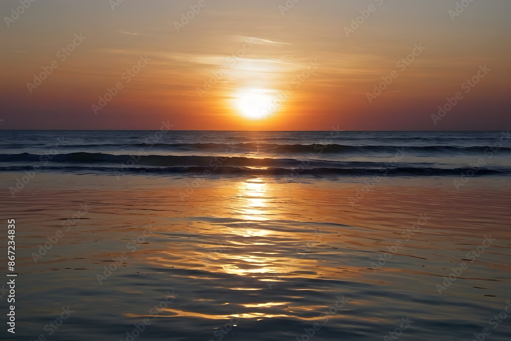 The landscape of the sunset at the horizon of the sea The landscape of the sunset at the horizon of the sea