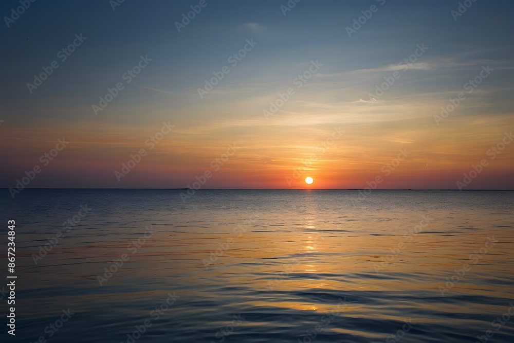 The landscape of the sunset at the horizon of the sea The landscape of the sunset at the horizon of the sea