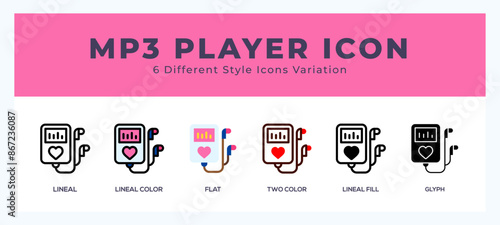 Mp3 player set of vector icon. For web. and mobile app
