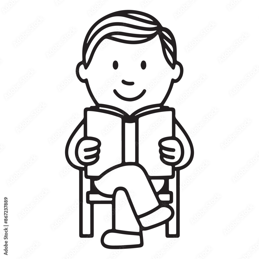 A Man Read a Book Outline Art A Man Read a Book Outline Art