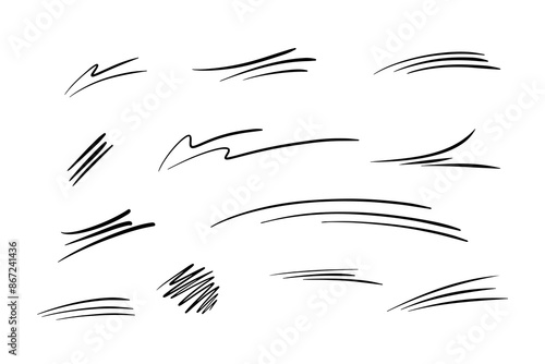 Abstract line doodle drawn quickly by hand on a white background