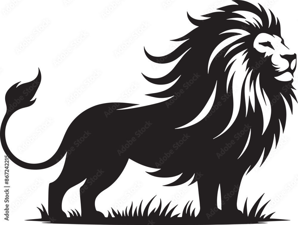 Lion icon silhouette on vector illustration. vector, logo, icon. Lion icon silhouette on vector illustration. vector, logo, icon.