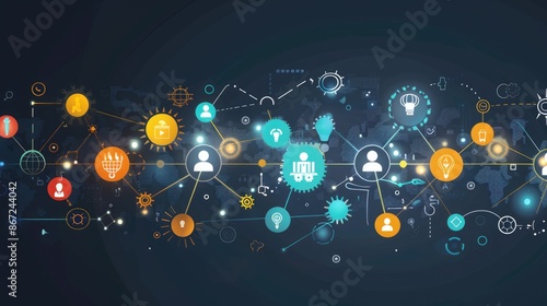 Wallpaper Mural Abstract Technology Network with Connecting Elements Torontodigital.ca