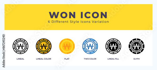 Won symbol icon vector. symbol illustration