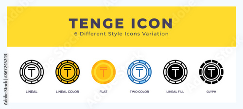 Tenge vector icon. with different styles vector illustration.