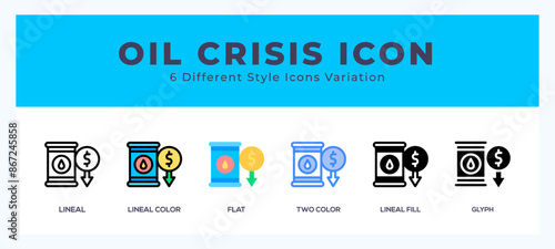 Oil crisis set of vector icon. For web. and mobile app