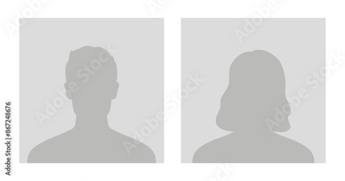Default avatar profile icon. Gray placeholder. Man and woman