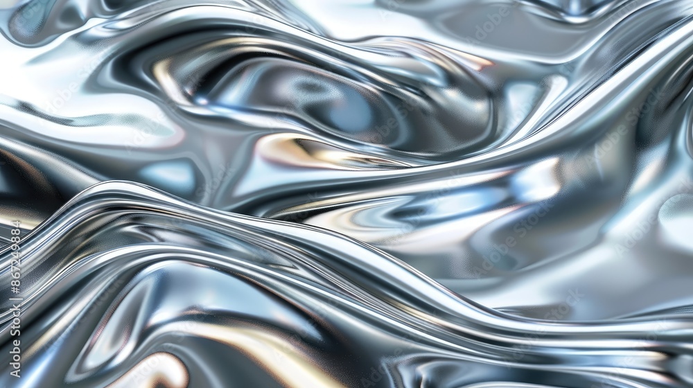 Sleek silver liquid chrome background with dynamic shiny metal waves, perfect for futuristic tech concepts. Sleek silver liquid chrome background with dynamic shiny metal waves, perfect for futuristic tech concepts.