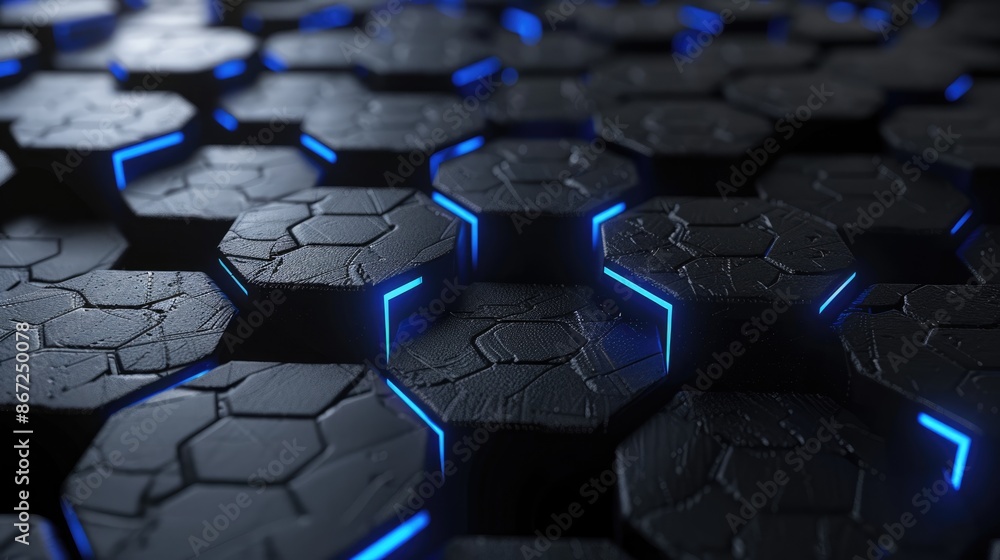 Abstract Hexagonal Structure with Glowing Blue Edges Abstract Hexagonal Structure with Glowing Blue Edges