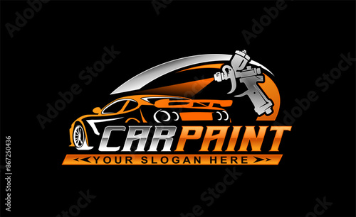 car paint logo emblem template with black background