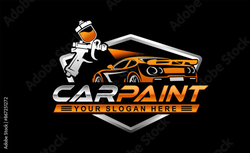 car paint logo emblem template with black background